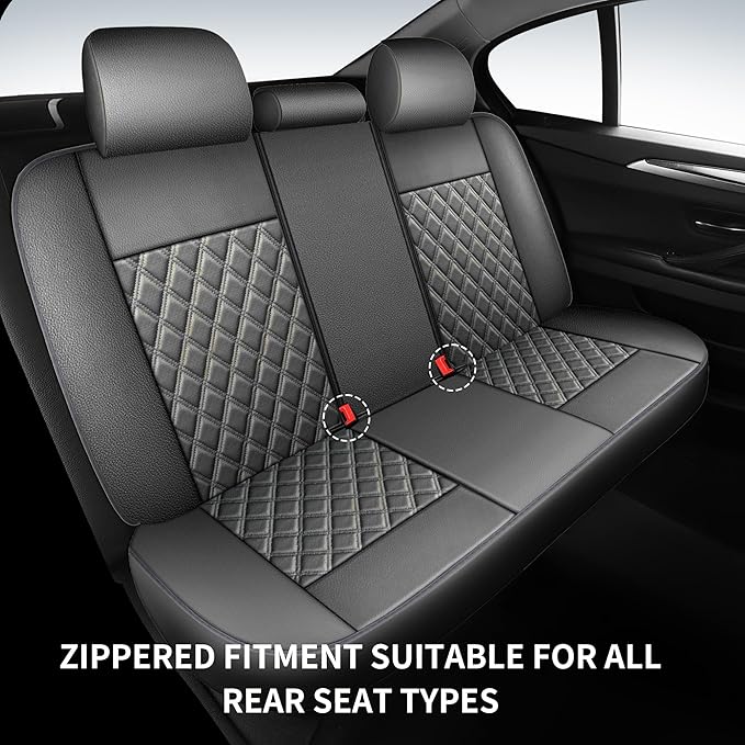 Car Seat Covers Full Set, Breathable and Waterproof Napa Leather Car Seat Cover