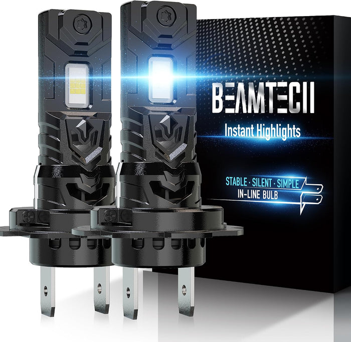 BEAMTECH H7 Light Bulb, No Adapter Need High Speed Fan 6500K Xenon White H7 (Pack of 2)