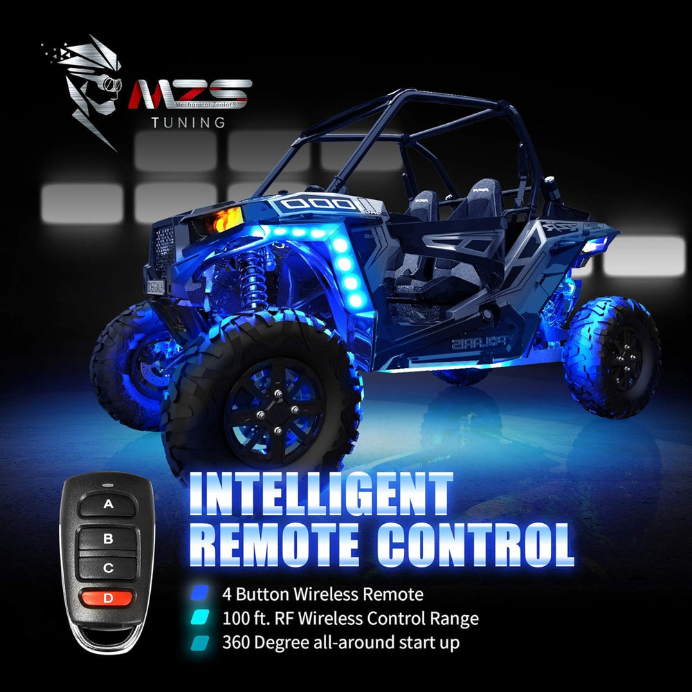 MZS 8Pcs Motorcycle LED Light Kit, Multi-Color Neon RGB Strips LED Underglow ...