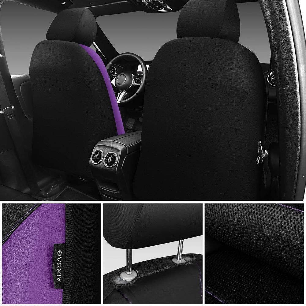 CAR PASS Leather Seat Covers, Breathable Universal Car Seat Cover Full Set fo...