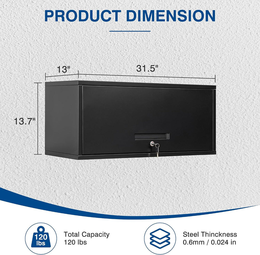 Fesbos Metal Storage Cabinet Black Wall Cabinets with Locking Door - Wall Mou...