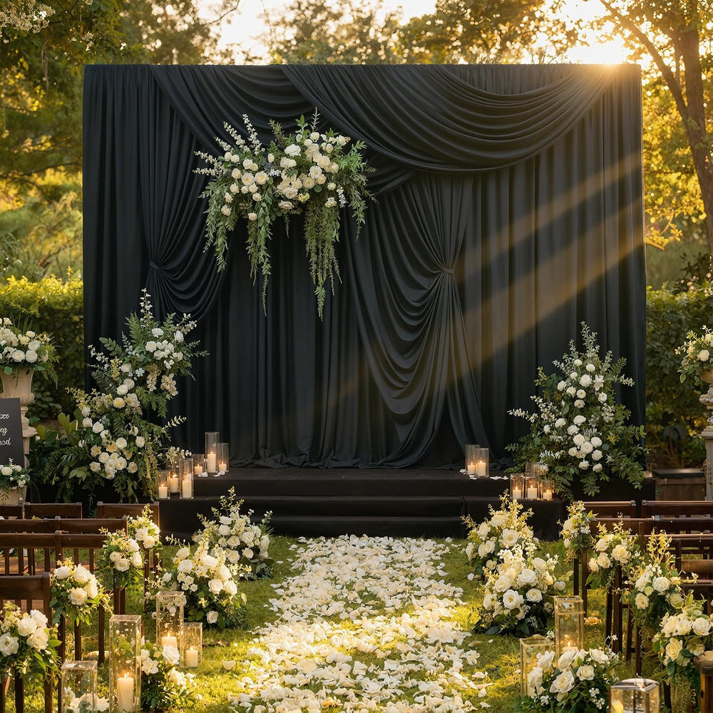20x10FT Black Backdrop Curtains, Polyester Back Drop for Halloween