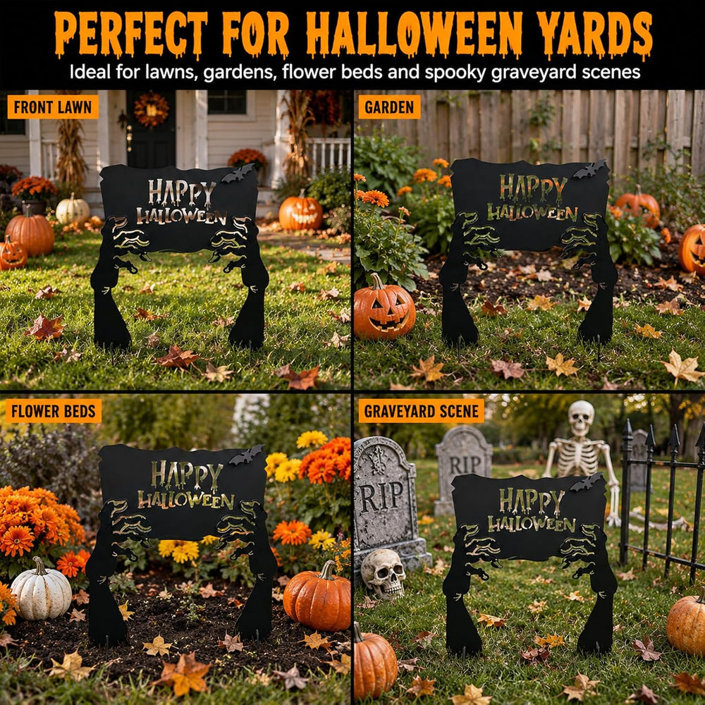 Metal Hand Happy Halloween Garden Stakes,Decorative Scary Yard Stakes