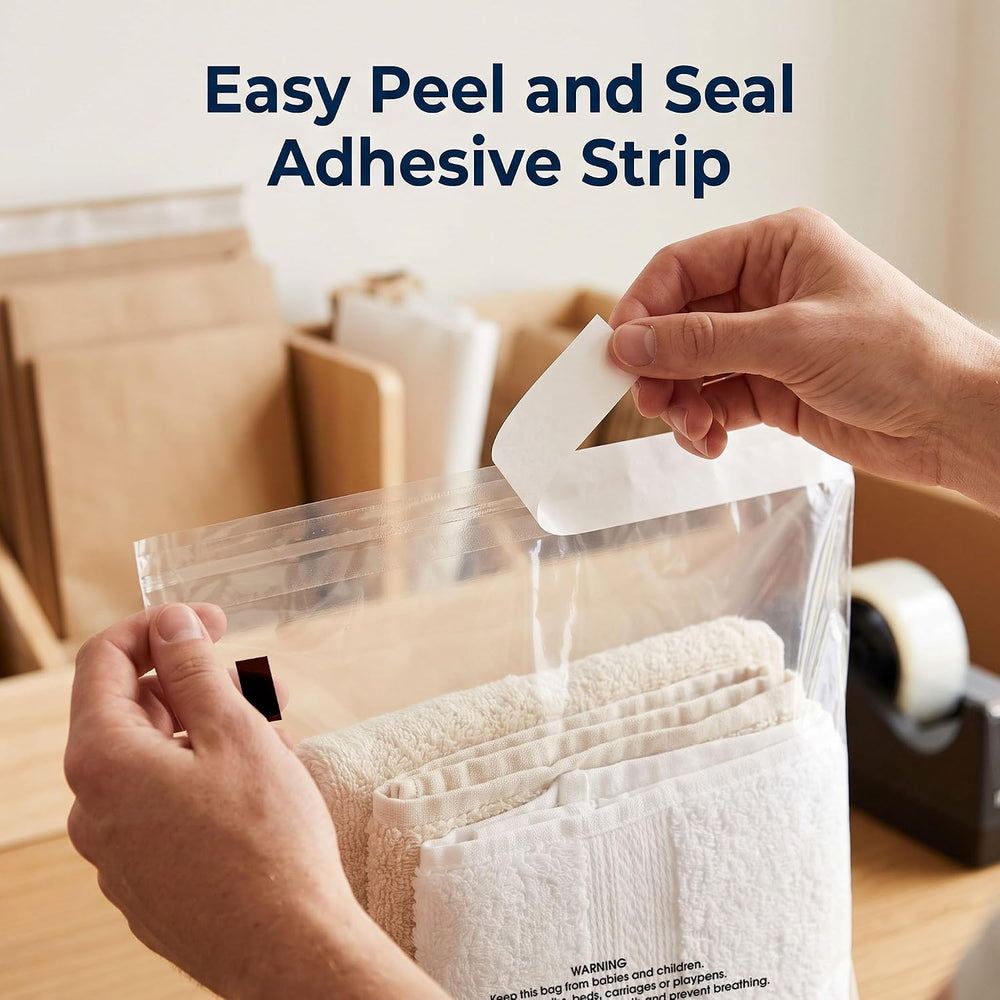24” X 36” (100 Count) Self Seal Clear Poly Bags with Suffocation Warning