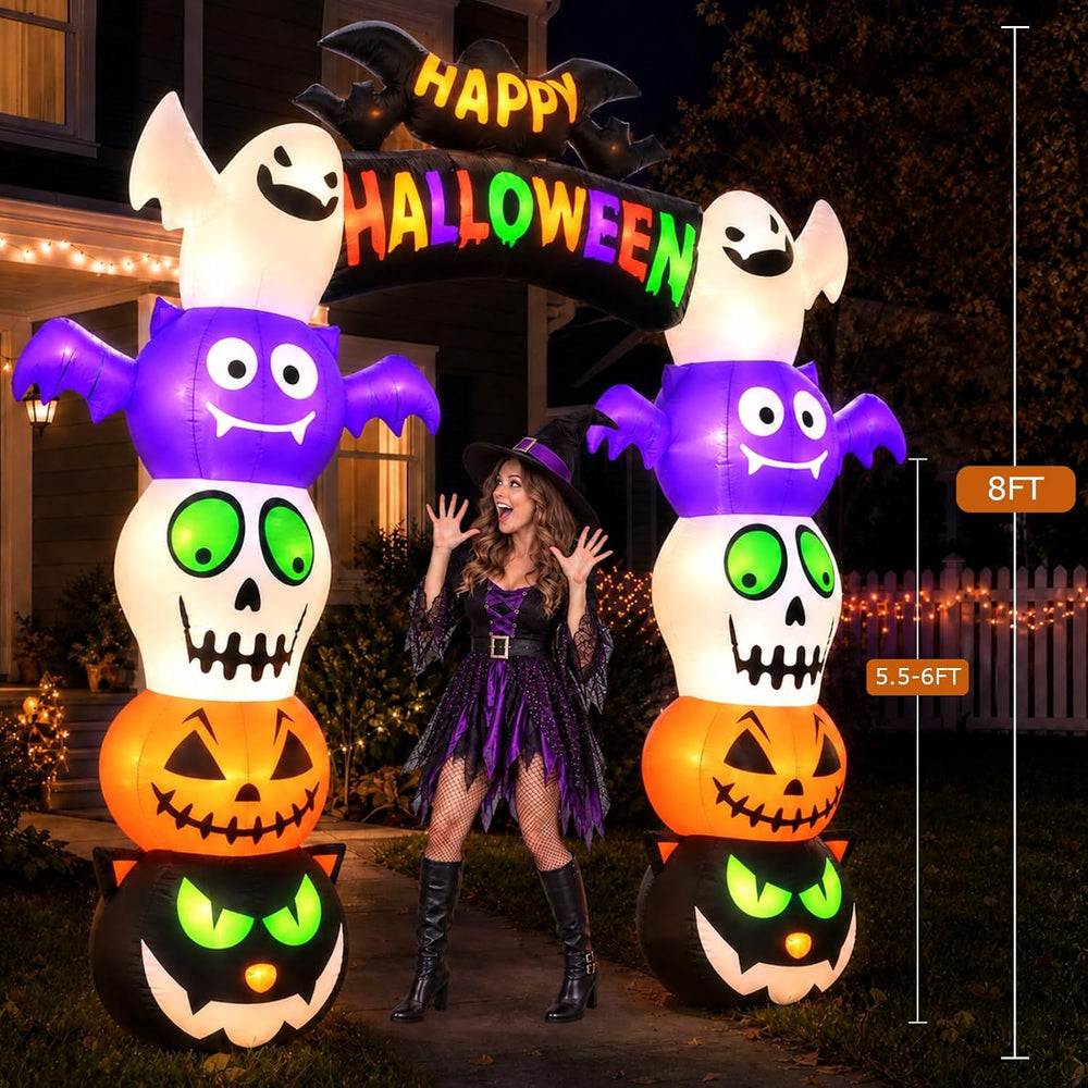 Halloween Inflatable Archway 8FT Walk Through Pumpkin Ghost