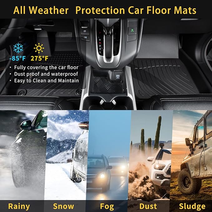 GINOWY-Floor Mats for Ford Fusion & MKZ 2017-2020, TPE All Weather Protec...