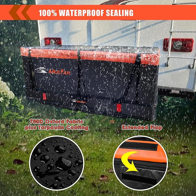 MeeFar Hitch Mount Cargo Carrier Bag Soft Shell 100% Waterproof 15 Cubic Feet