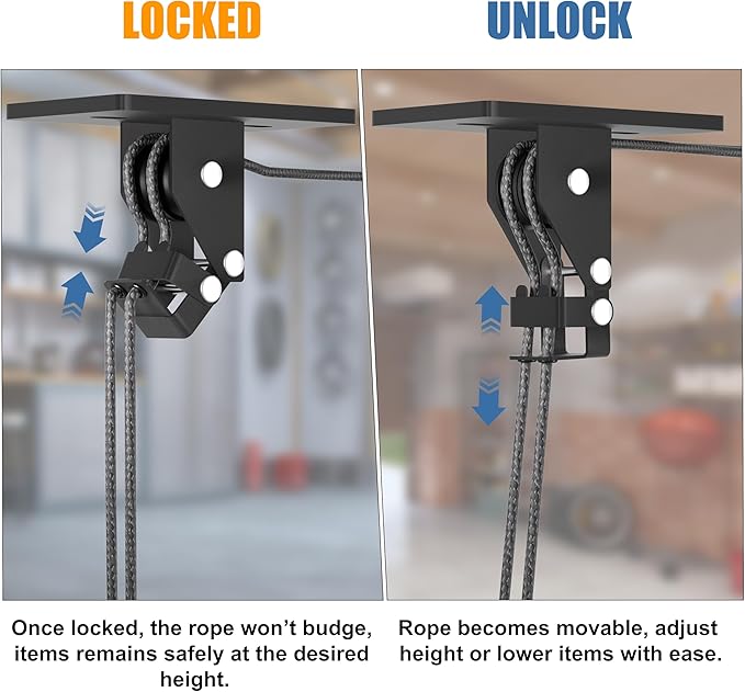 Cargo Box Pulley System for Garage Storage, Heavy-Duty