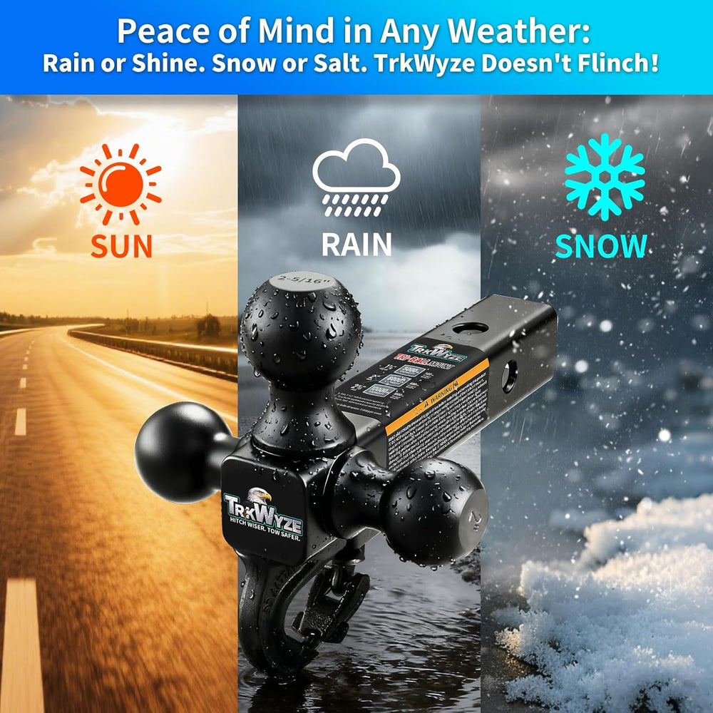 Tri-Ball Hitch 2 inch Receiver, Black E-Coat, Rust & Wear Resistant