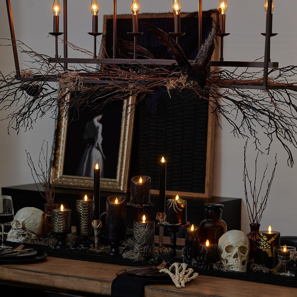 Luminara Skeleton Hands Flameless LED Candle, Black & Gold 3" x 6.5&...