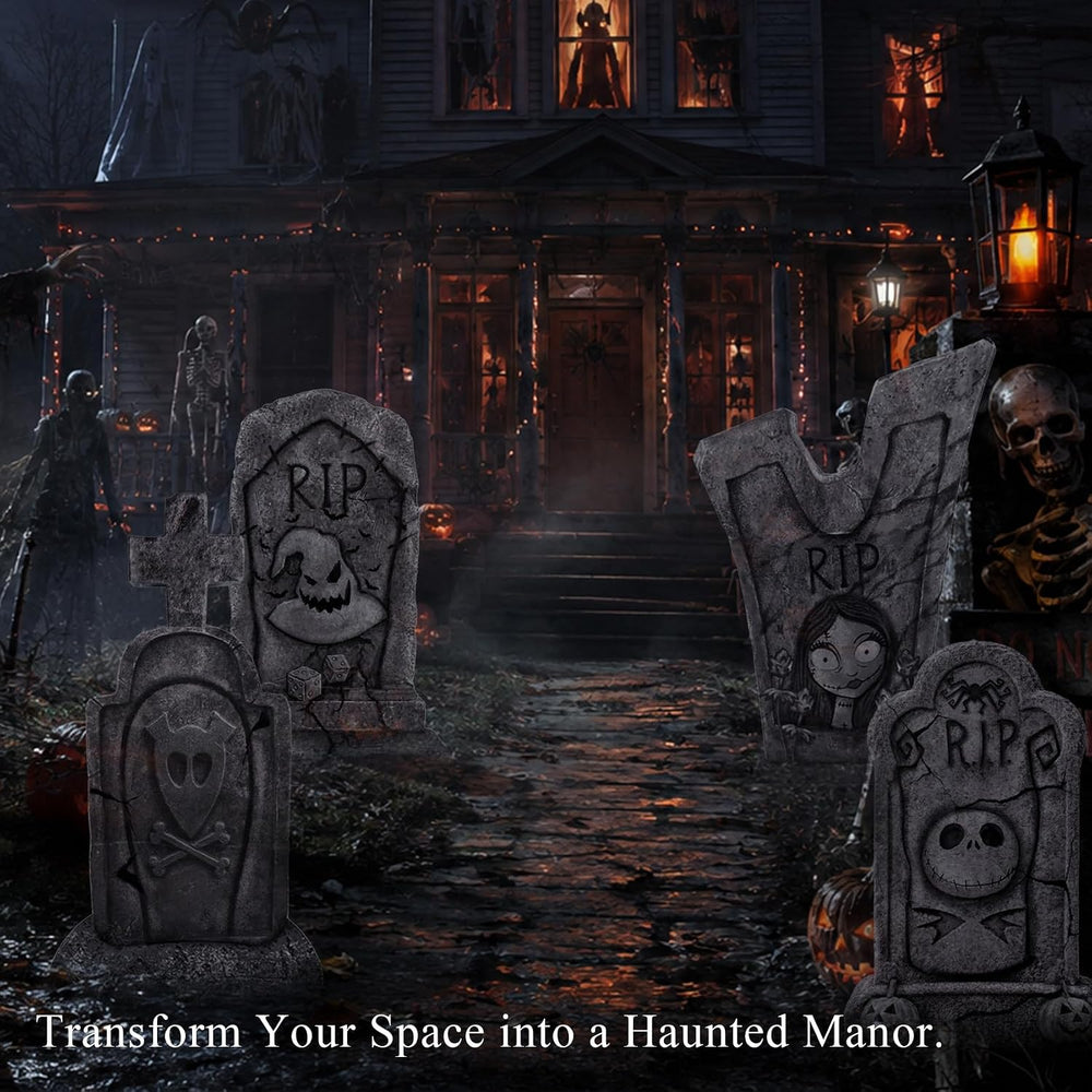 4PCS Metal Halloween Tombstone Outdoor Yard Signs with Stakes Decorations
