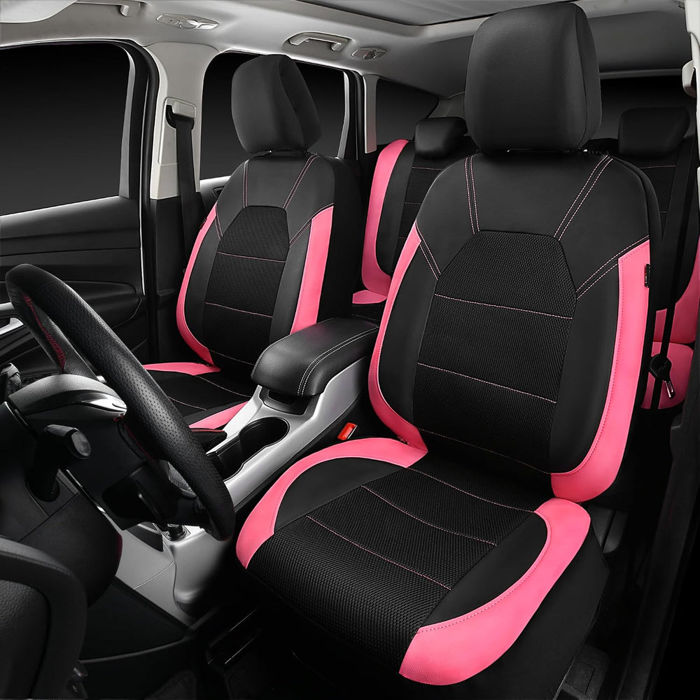 CAR PASS Leather Seat Covers, Breathable Universal Car Seat Cover Full Set fo...