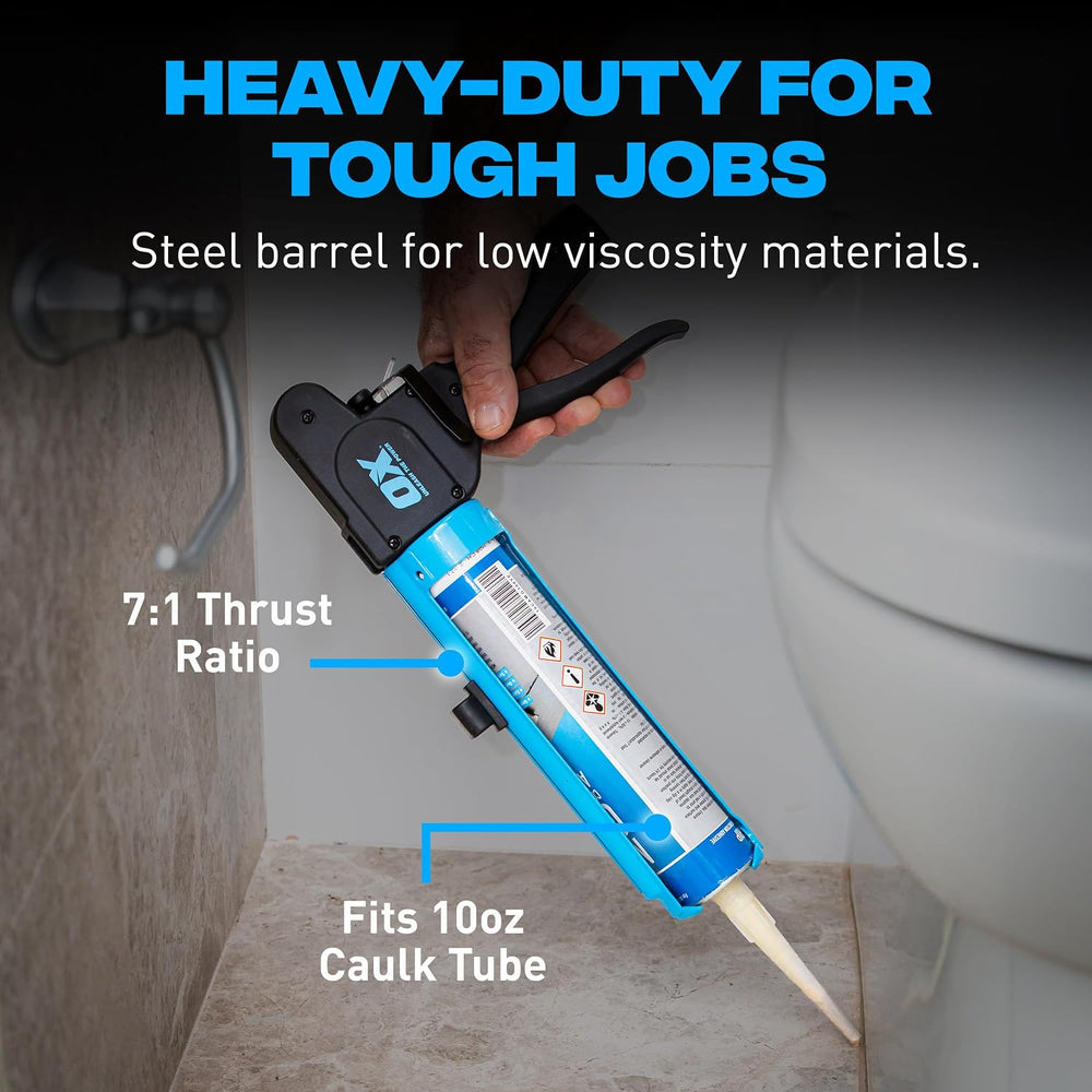 OX Rodless Compact Caulk Gun 10 oz Manual Caulking Gun for Tight Spaces