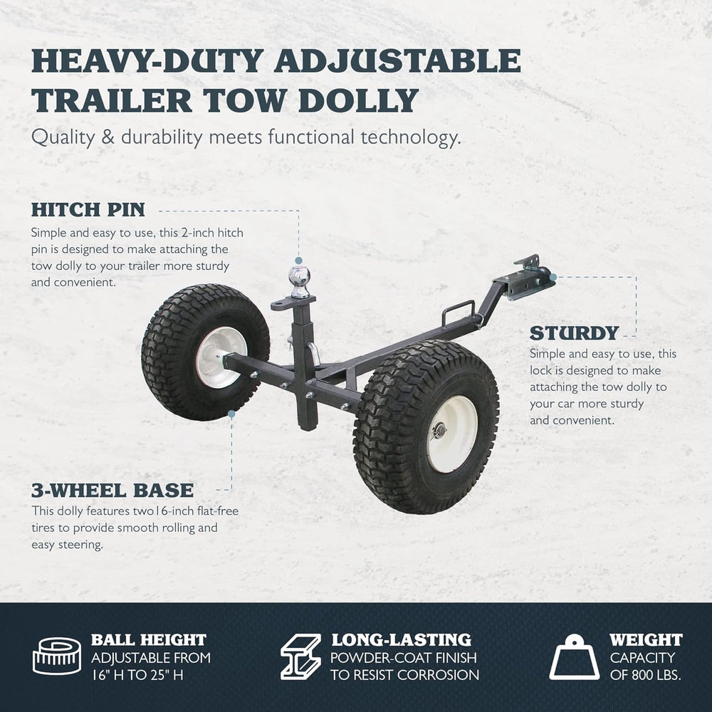 Tow Tuff TMD-800ATV ATV Weight Distributing Adjustable Trailer Dolly , Black,...