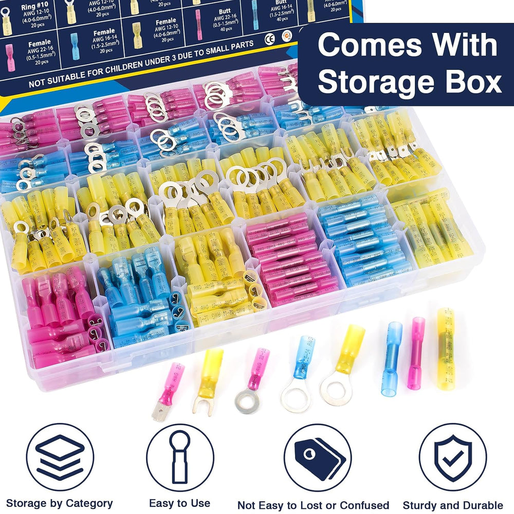 ZQZ 610Pcs Heat Shrink Marine Wire Connectors Assortment Kit, Waterproof