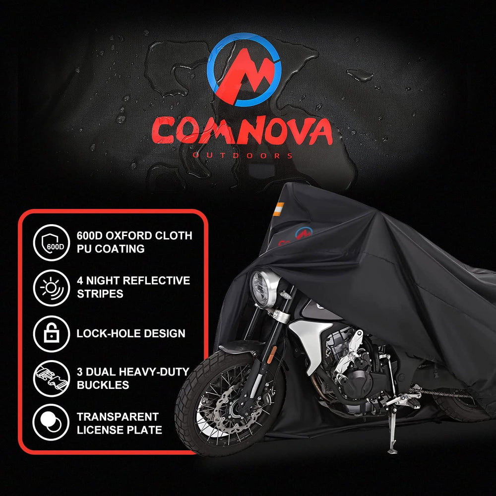 Comnova Motorcycle Cover 91 Inch - 600D Outdoor Moped Cover with Lock Hole Un...
