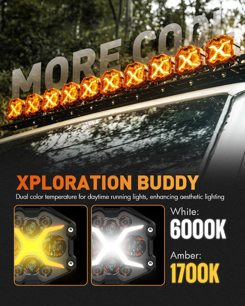 NOVSIGHT X Series 4 Inch Amber/White Off Road Driving Light LED Pods, Pair
