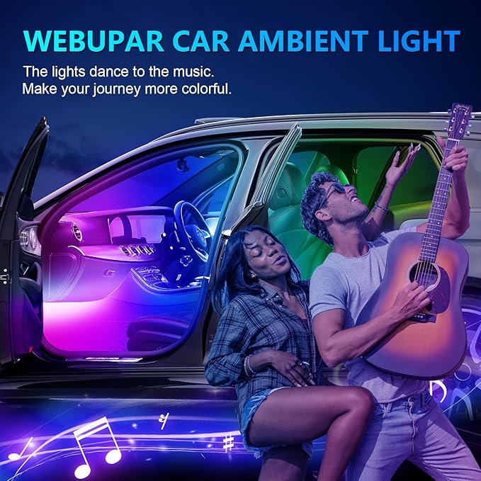 WEBUPAR Dreamcolor Acrylic Interior Car Lights - 18 in 1 RGB LED Strip Lights