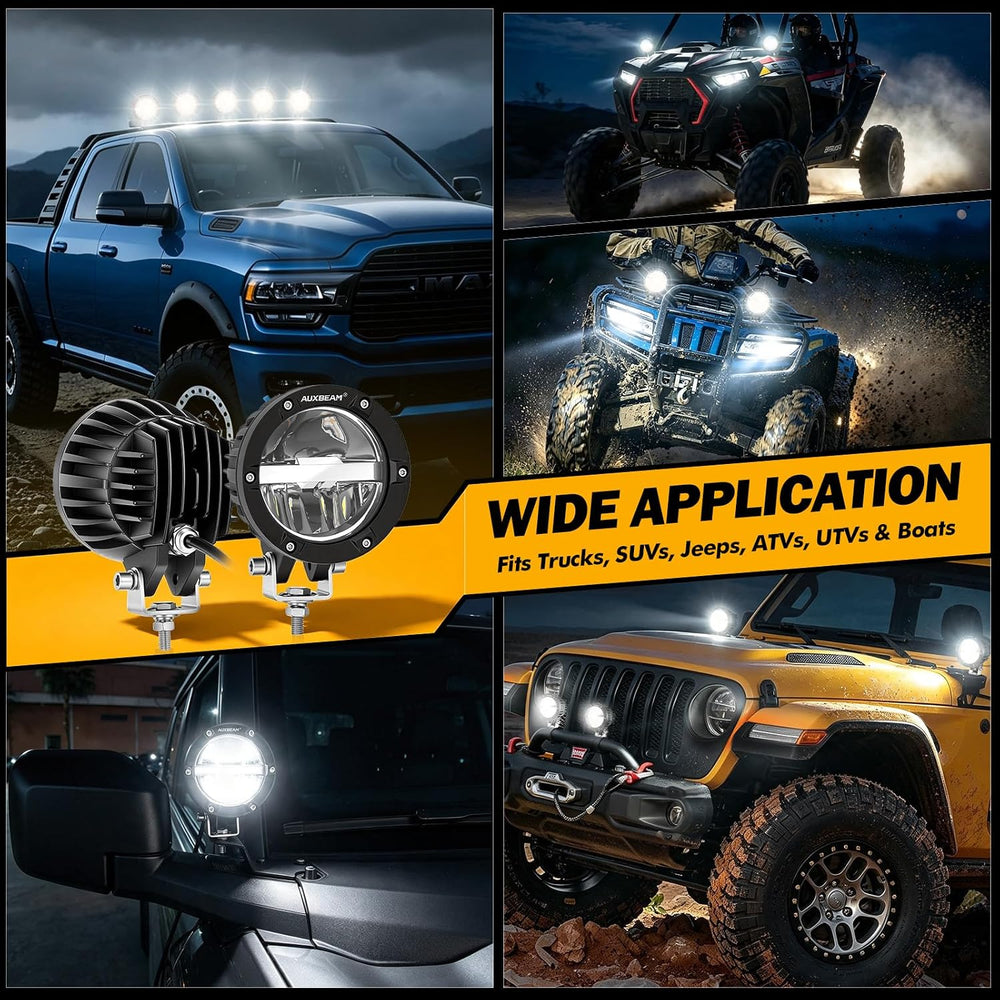 Auxbeam 4'' 100W Offroad Light, C4 Series Driving Pod with Hi/Lo/Comb...