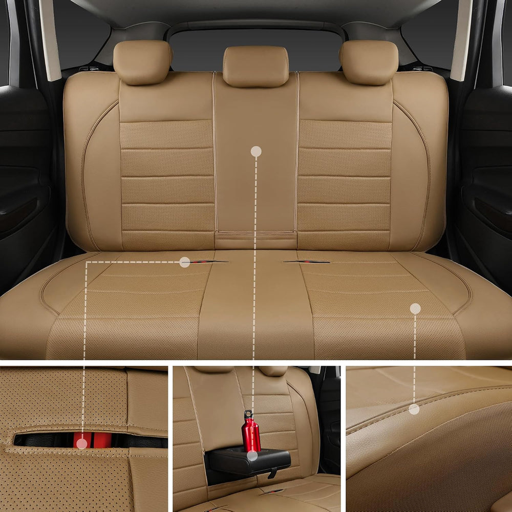CAR PASS Piping Leather Seat Cover,Universal FIT with Composite Sponge Inside...