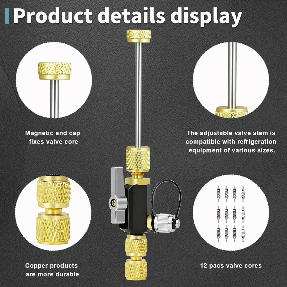 HVAC Valve Core Removal Tool, Mega Flow Vacuum-Rated Valve Core Removal Tool,...