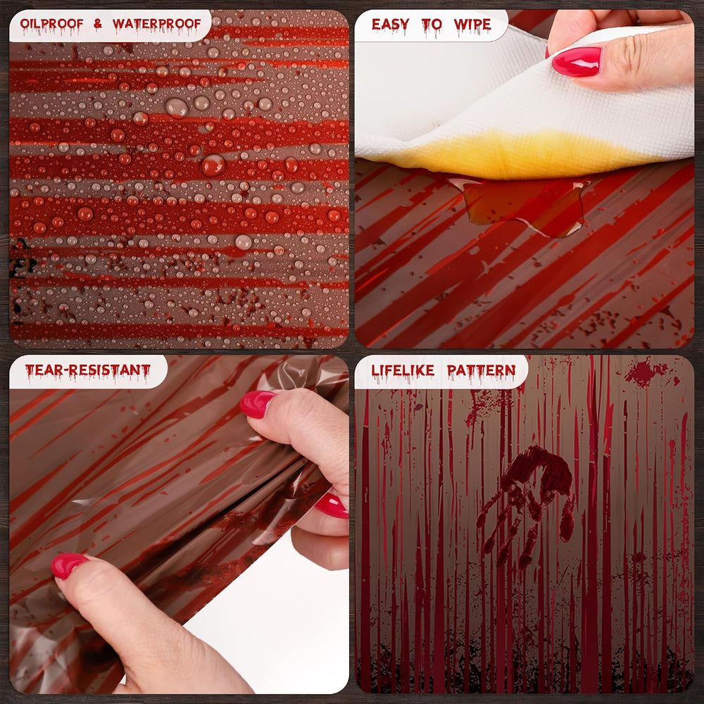 Kochorie 100 Ft x 54 Inch Halloween Bloody Party Tablecloth Roll with Cutter ...