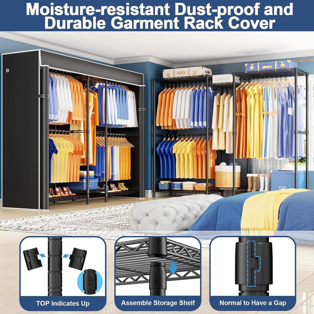 Ulif E12C Pro Heavy Duty Closet Organizer System,Freestanding Clothing Rack, ...