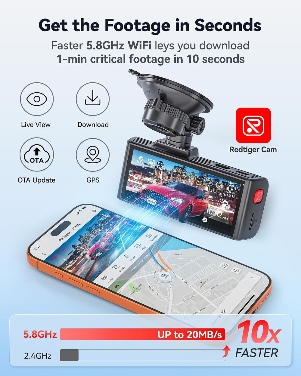 REDTIGER F7NA 4K 8MP Dashcam Front Rear, STARVIS 2 IMX678, 5GHz WiFi 20MB/s