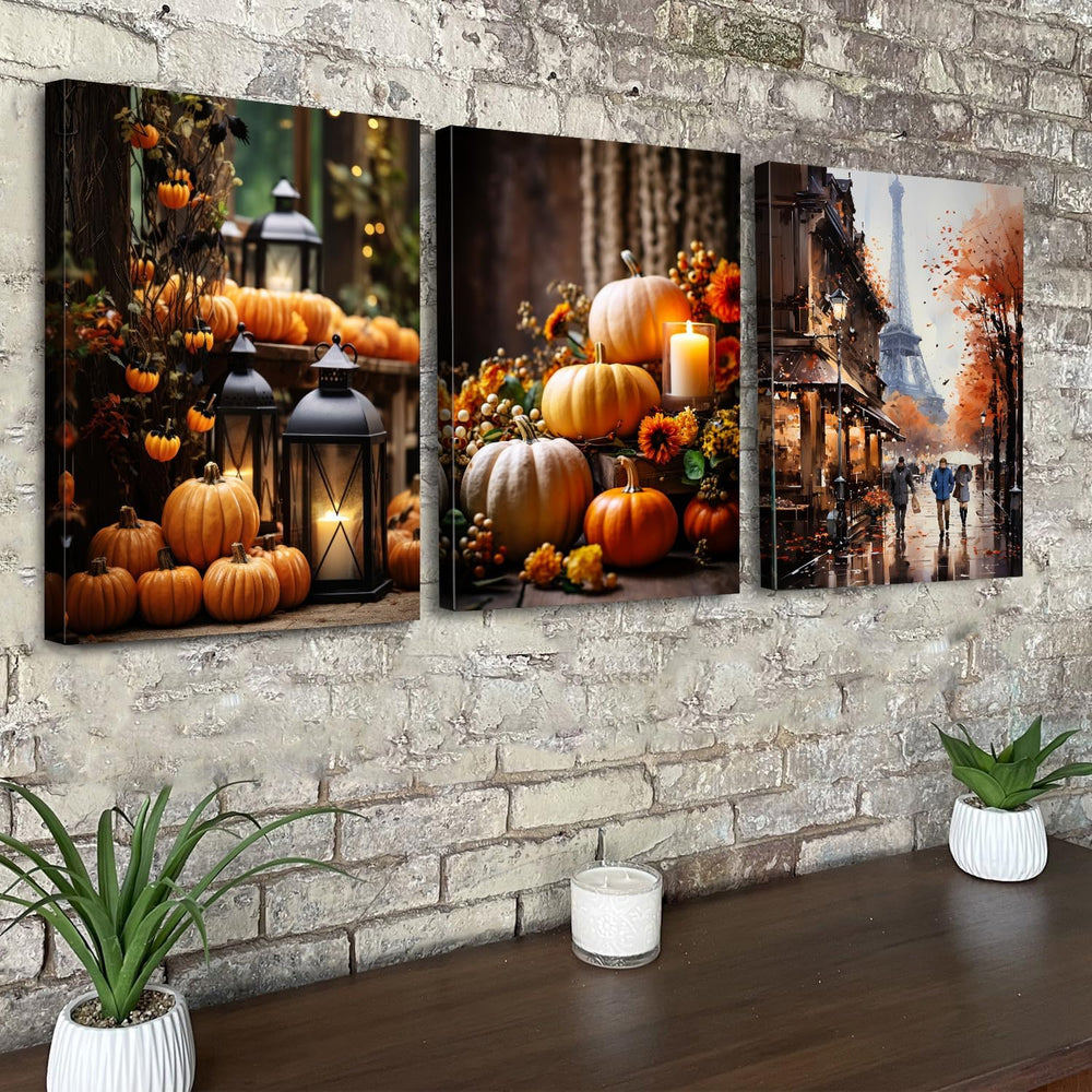 AIYISU Farmhouse Pumpkin Wall Art Fall Kitchen Dining Room Wall Decor Rustic ...