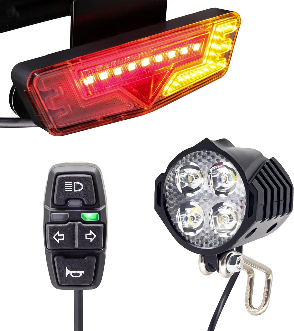 EBike Turn Signals Light Kit, Front Headlight 400 Lumens, Rear Taillight 80mm...