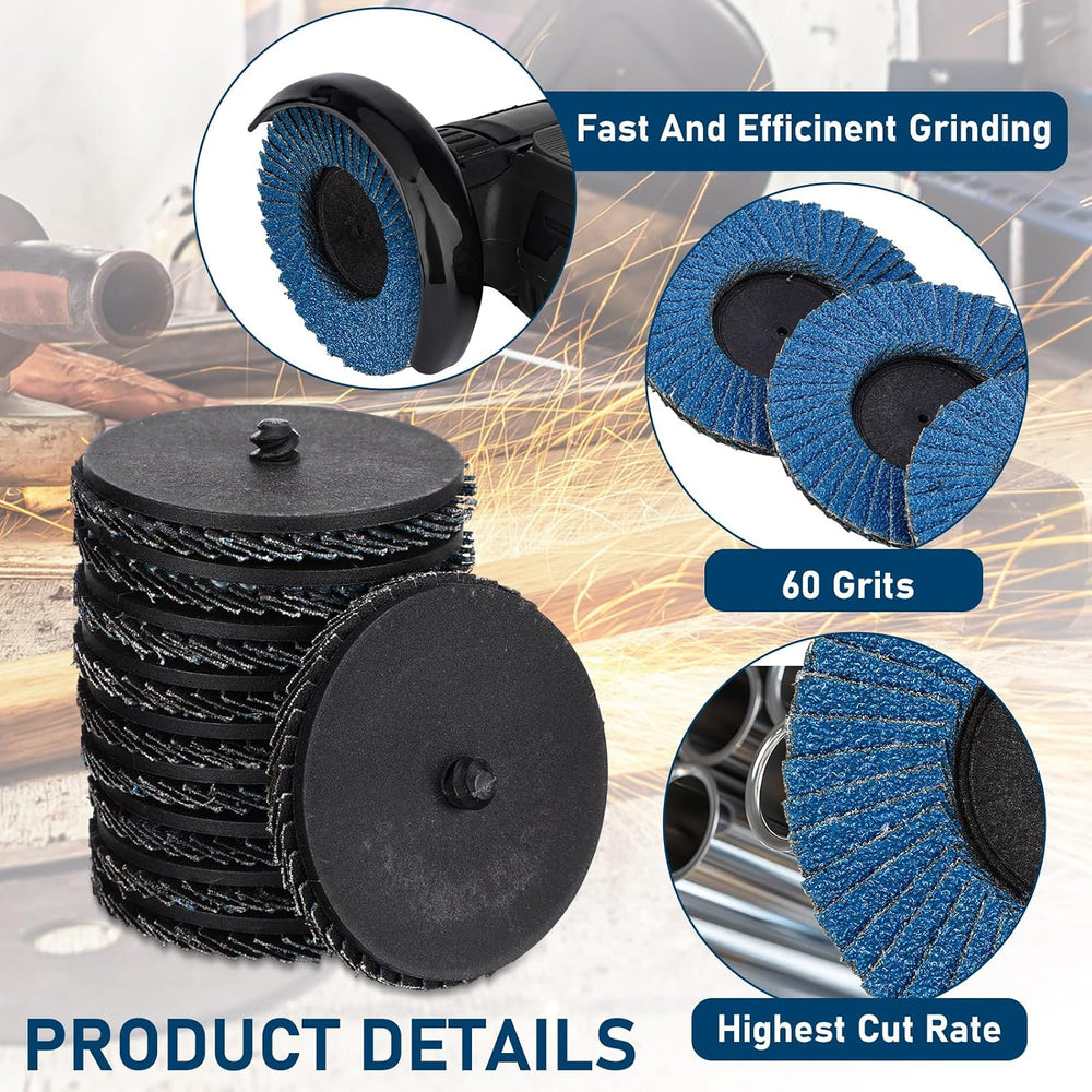 50 Pcs 3 Inch Flap Discs 60 Grit T27 Flap Sanding Disc High Density Zirconia ...