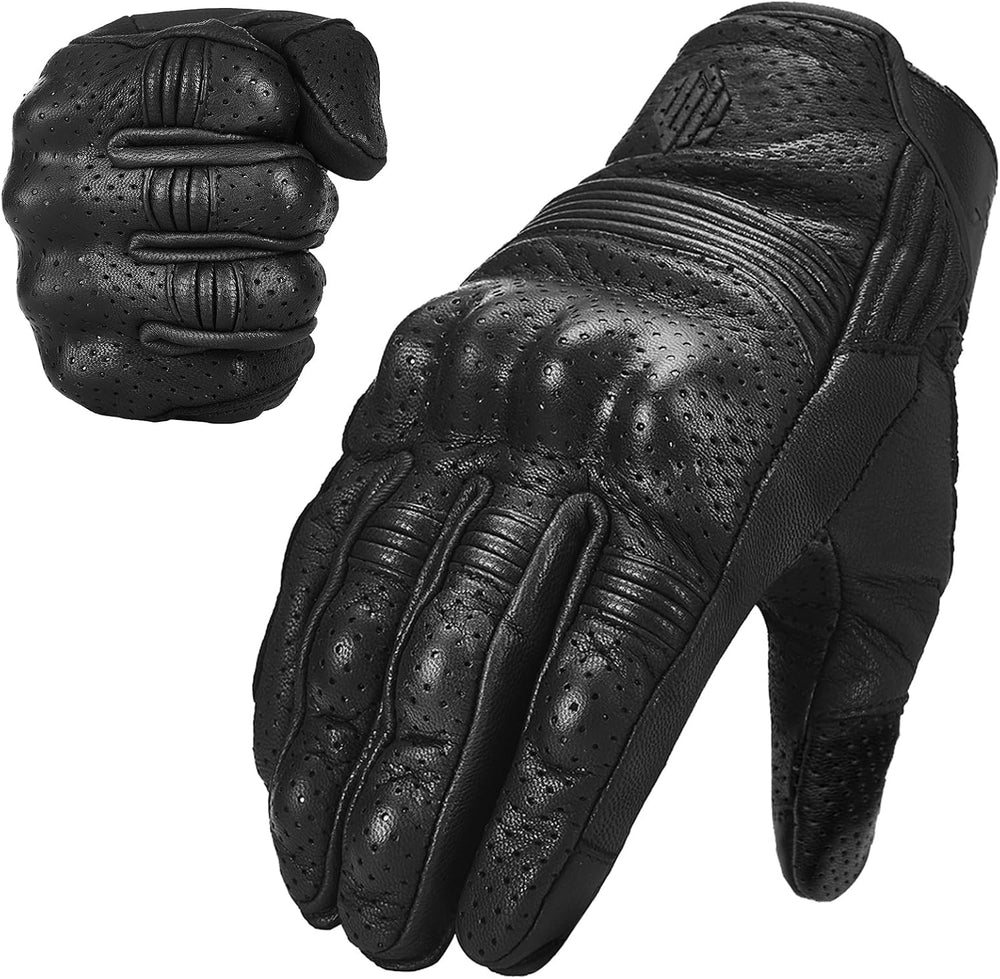 ILM Goatskin Leather Motorcycle Motorbike Powersports Racing Gloves Touchscreen