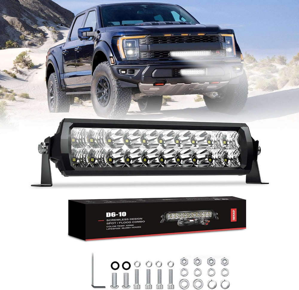 4WDKING 10 Inch LED Light Bar Dual Row Offroad Lights for Truck Car ATV