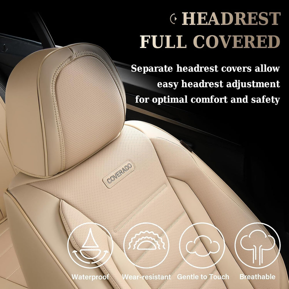 Coverado Car Seat Covers Front Seats, Car Seat Cover Beige, Car Seat Protecto...
