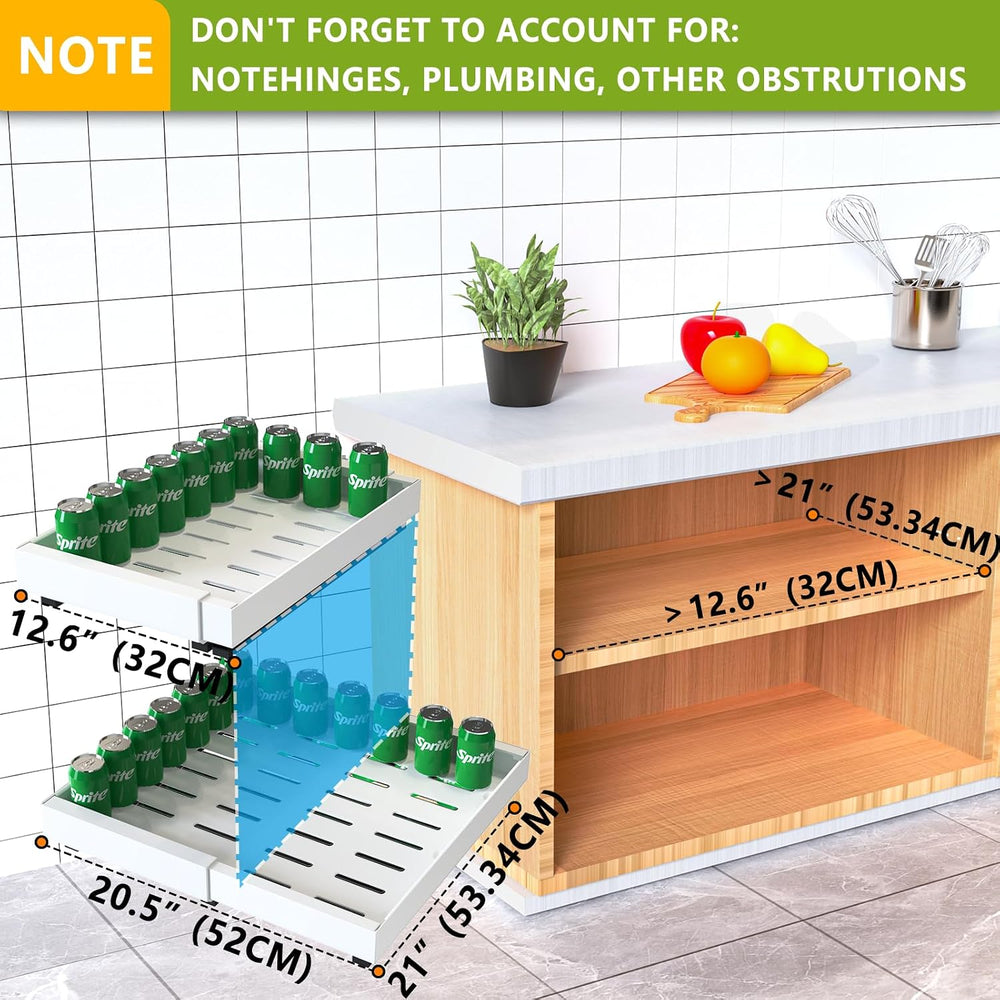 2 Pack Pull Out Cabinet Organizer 21" Deep Expandable Slide Out Drawer O...