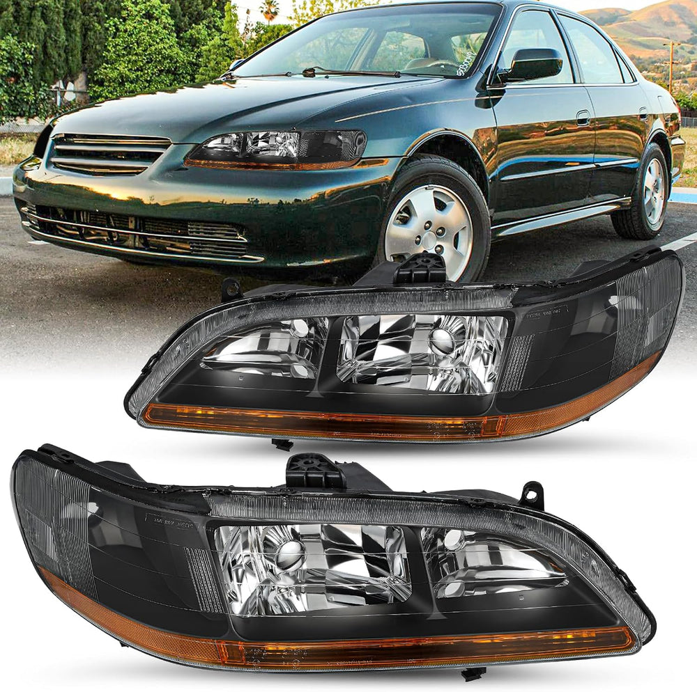 JSBOYAT Headlight Assembly Replacement for 1998-2002 Honda Accord Black Housi...