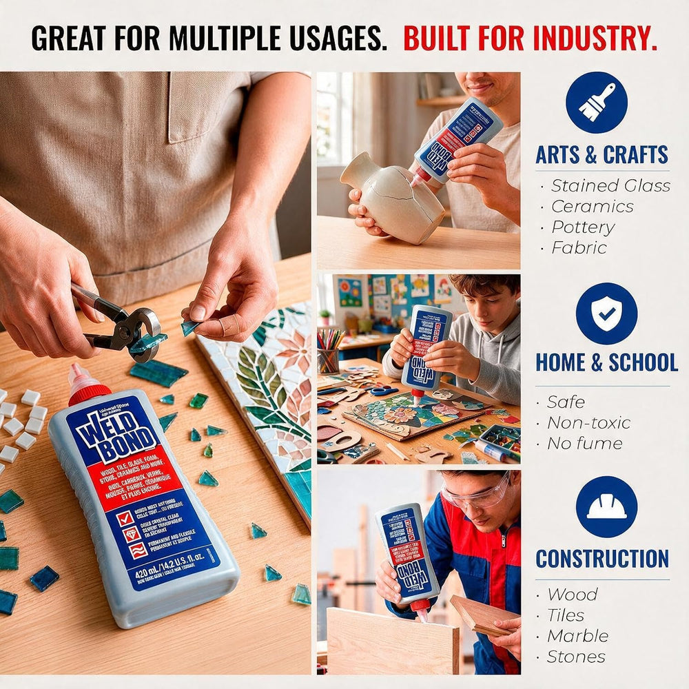 Weldbond Multi-Surface Glue Non-Toxic for Mosaic Wood Craft 14.2oz (2 Pack)