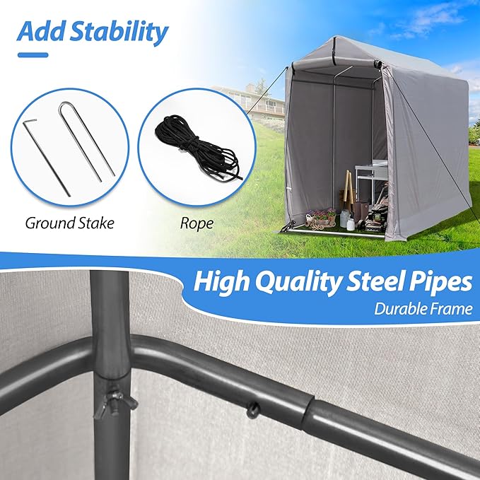 Outdoor Storage Shed 6 x 3Ft Heavy Duty Portable Storage Shelter
