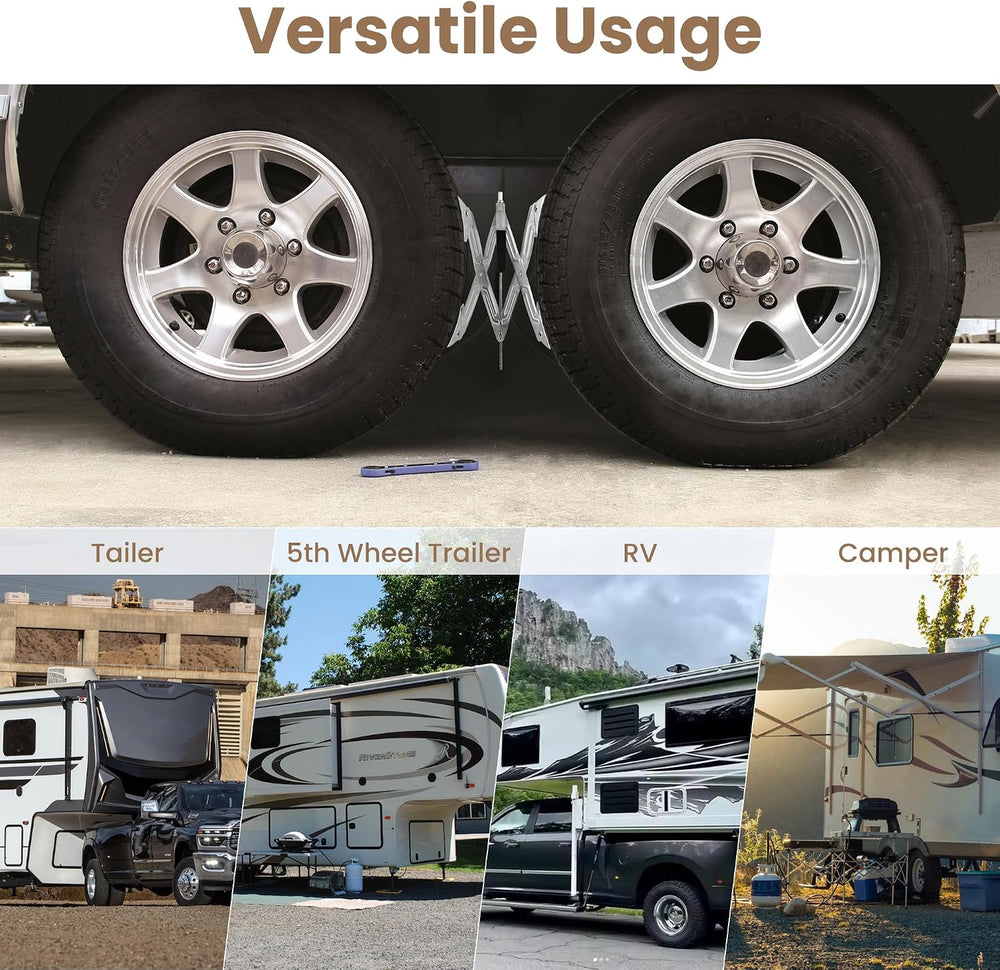 X-Shaped RV Wheel Chock Fit 4.13” to 13.4” Camper Wheel Chock Stabilizer Scis...