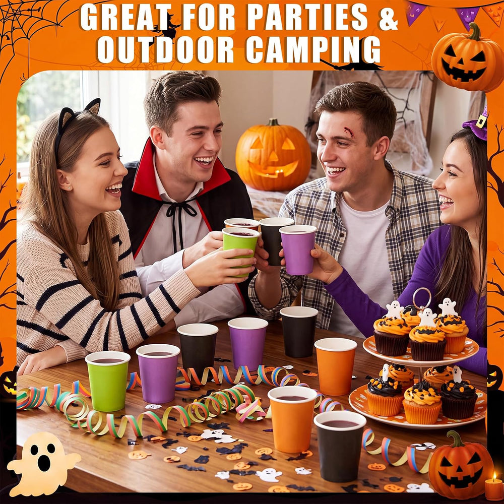 300 Pack 8 oz Halloween Disposable Paper Cups for Halloween Birthday Party
