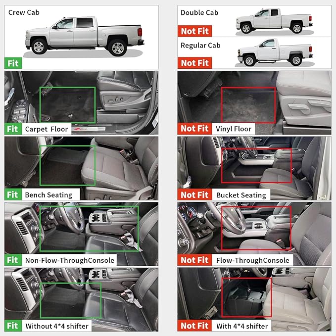 LASFIT Floor Mats 2014-2018 for Chevy Silverado/GMC Sierra 1500, 2015-2019