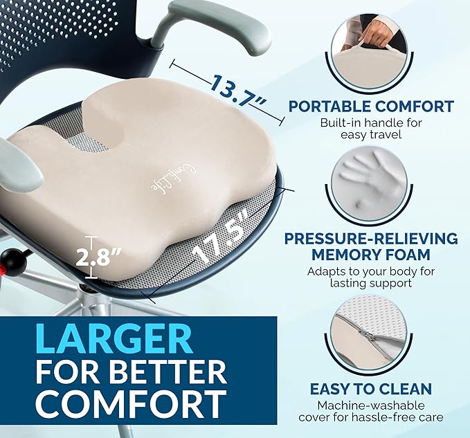 ComfiLife Premium Gel & Memory Foam Seat Cushion – Doctor Recommended Office