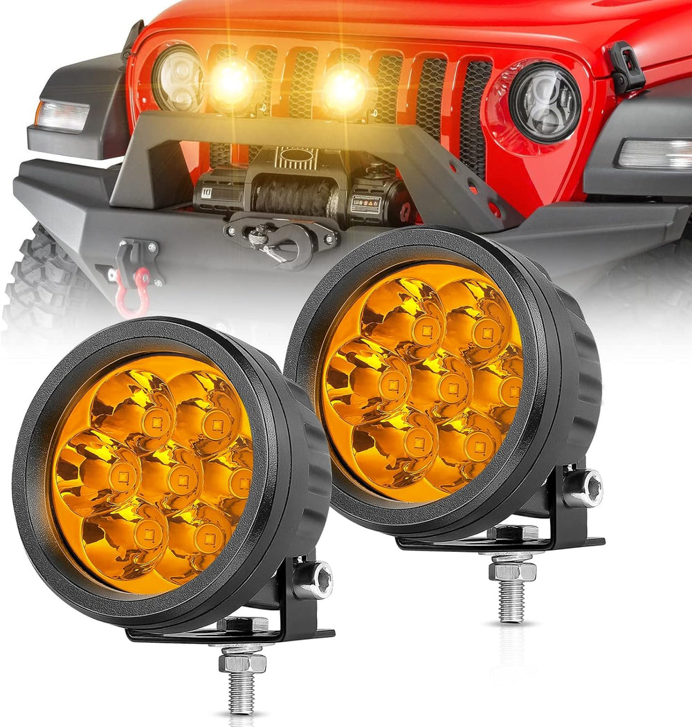 OFFROADTOWN 3.5Inch 80W Round LED Pods Lights Amber Offroad Fog Lights