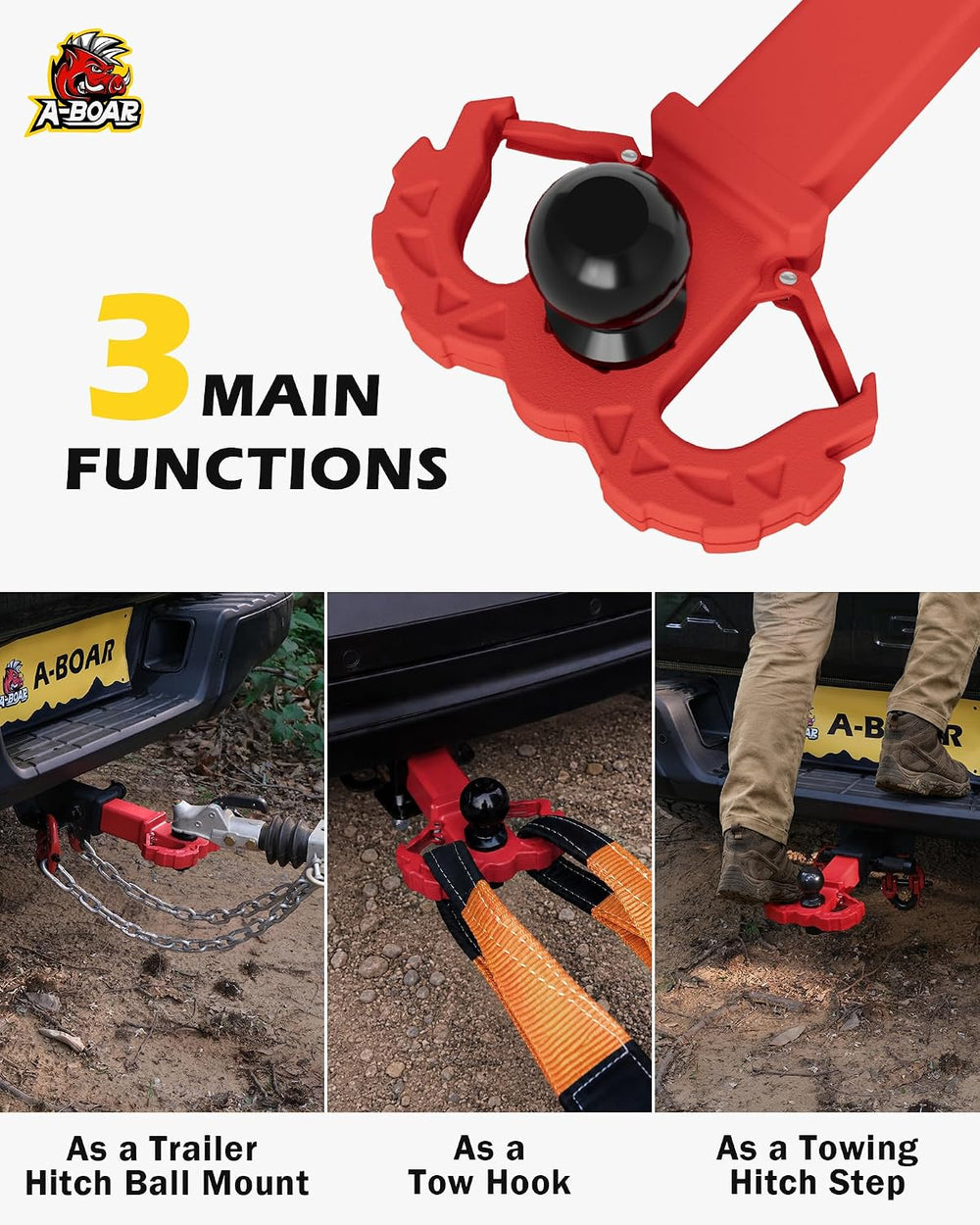 Towing Hitch Step for 2" Receivers, Trailer Hitch with 2-Inch Ball Hitch...
