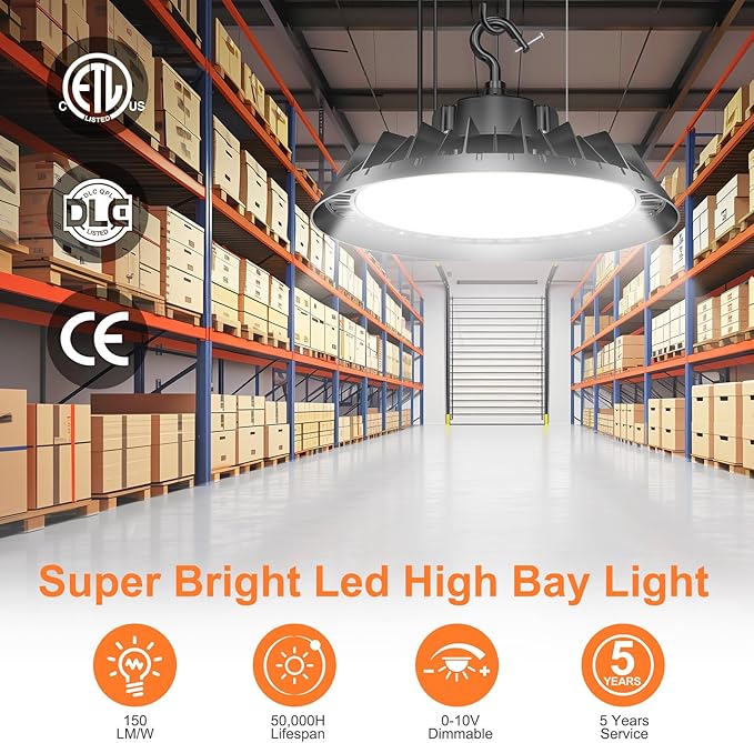3Pack LED High Bay Lights, Super Bright 240W UFO High Bay LED Shop Lights