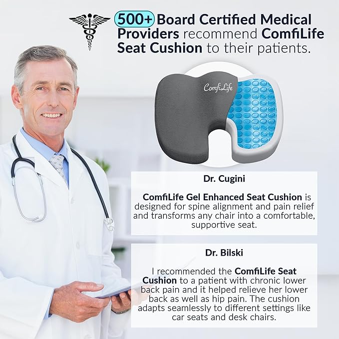 ComfiLife Premium Gel & Memory Foam Seat Cushion – Doctor Recommended Office