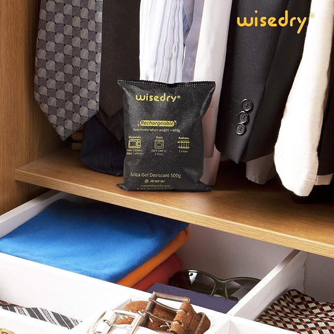 wisedry 4 x 500 Grams Rechargeable Silica Gel Car Dehumidifier, Microwave Fast