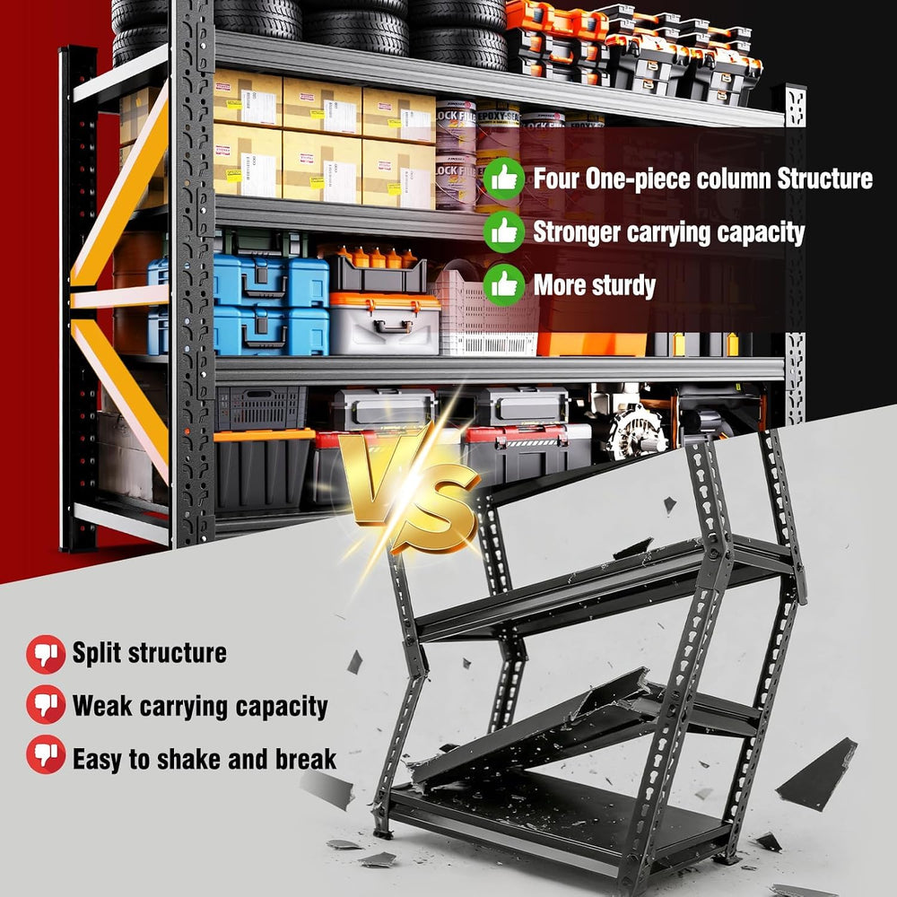 64"H Heavy Duty Storage Shelves, 4T Adjustable Garage Shelving Unit
