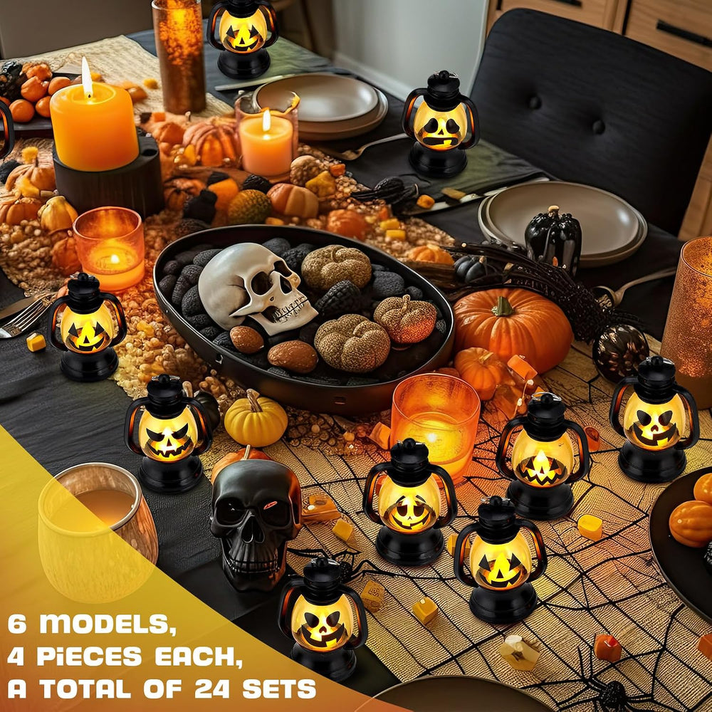 ROCEEI 24 Pcs Halloween Mini Pumpkin Lantern 3.54" Jack O Lantern