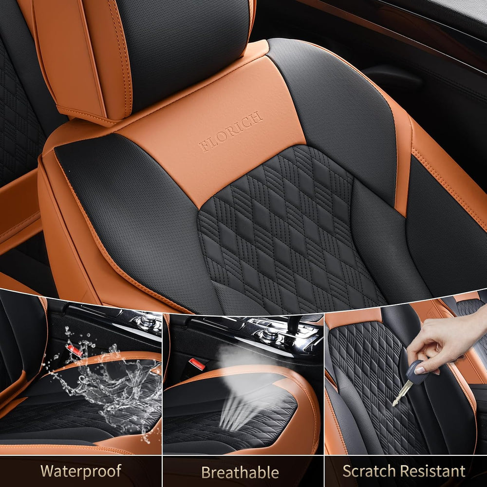 FLORICH Seat Covers, Car Seat Covers Full Set, Luxury Nappa Leather Seat Cove...